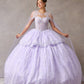 Vestido de Fiesta con Aplicaciones en Encaje con Capa de Velo y Falda Desmontable, Colores Sage y Lilac