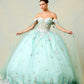 Vestido de Fiesta de Tul Bordado con Flores 3D y Perlas, Color Sage