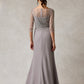 Vestido Corte recto mangas 3/4 con Lentejuela color Siver