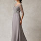 Vestido Corte recto mangas 3/4 con Lentejuela color Siver