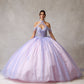 Vestido de Fiesta de Tul, Bordado, con Encaje Brillante, Cristales, Cuentas y Lentejuelas, Con Escote Halter y Capa Desmontable, Color Lilac