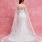 . Vestido de Novia Corte Sirena Con Velo en Capa Color Off White.