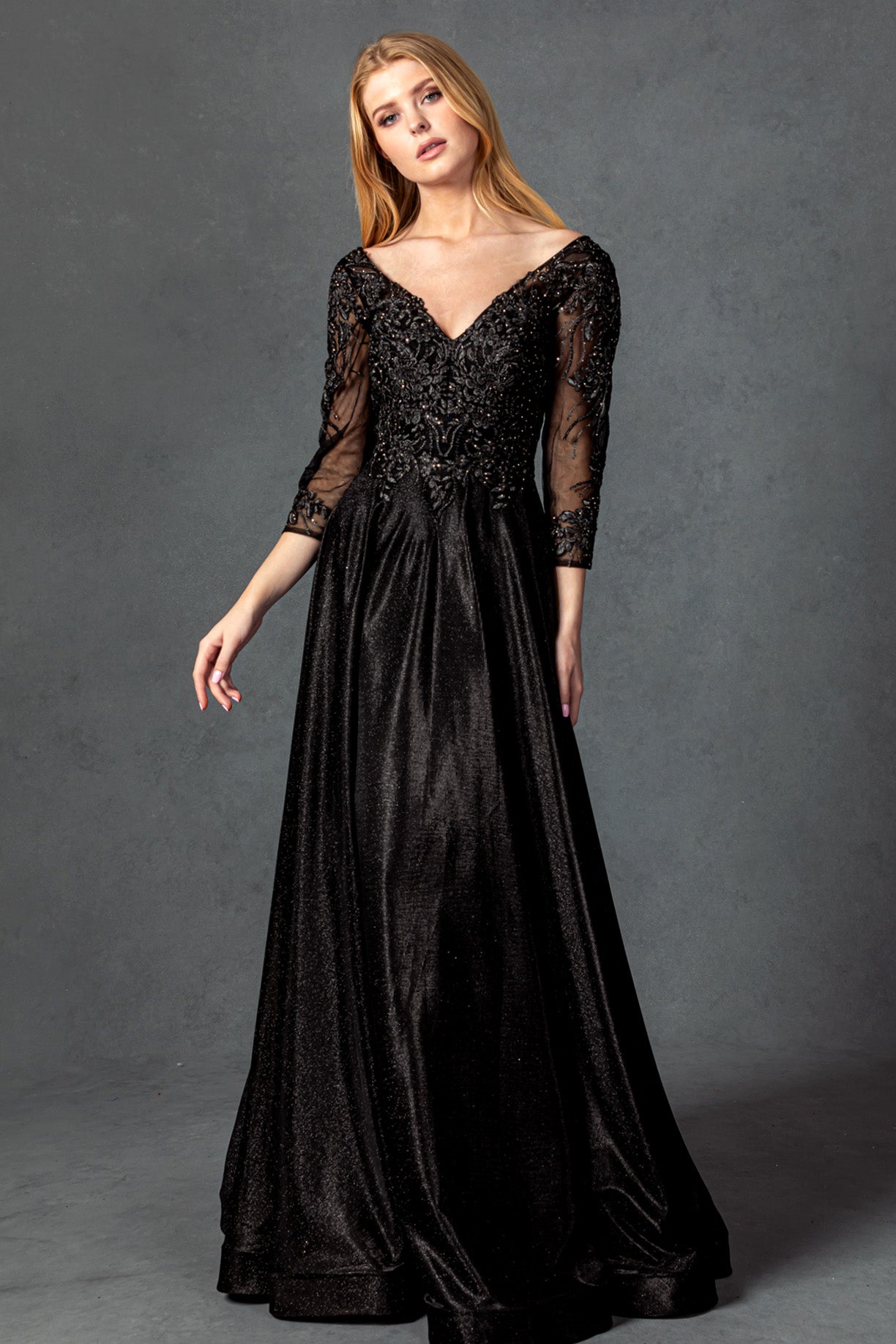 Vestido En Línea A con Mangas 3/4 con Bolsillos Laterales y Bolsillos Laterales (Varios Colores)