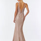 Vestido Corte Sirena Con Ti, Tirantes, Escote en V, Espalda Descubierta con Cintas, Color Blush