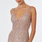 Vestido Corte Sirena Con Ti, Tirantes, Escote en V, Espalda Descubierta con Cintas, Color Blush