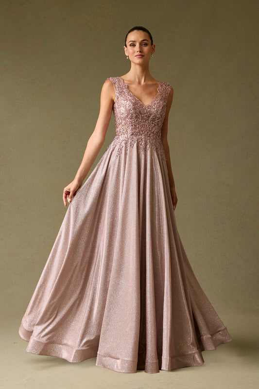 Vestido Corte en A, Escote en V, sin Mangas (Varios Colores)