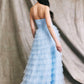 Vestido Línea A, Sin Tirantes,Escote en Corazón y con Abertura.(Dos Colores)