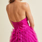 Vestido en Línea A, Sin Tirantes, Escote en Corazón y con Abertura (Varios Colores).