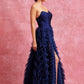 Vestido en Línea A, Sin Tirantes, Escote en Corazón y con Abertura (Varios Colores).