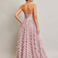 Vestido en Línea A, Sin Tirantes, Escote en Corazón y con Abertura (Varios Colores).
