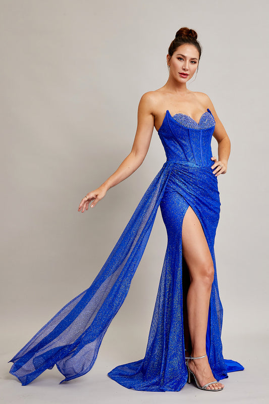 Vestido Sin Tirantes con Abertura y en la Espalda con Cordones (Dos Colores)