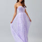 Vestido Corte en A, de Satén y Tul, sin Tirantes, Escote Corazón, Corpiño Tipo Corsé, Color Lilac