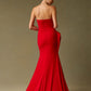 Vestido Entallado, Escote Ojo de Gato y Abertura en la Pierna, Color Red