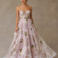 Vestido de Organza en Corte A con Hombros Descubiertos, Color Blush Print