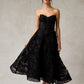 Vestido Corte Midi en A de Tul con Encaje, Cuentas, Lentejuelas y Perlas, Color Black