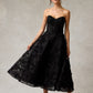 Vestido Corte Midi en A de Tul con Encaje, Cuentas, Lentejuelas y Perlas, Color Black
