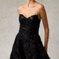Vestido Corte Midi en A de Tul con Encaje, Cuentas, Lentejuelas y Perlas, Color Black