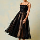 Vestido Sin Mangas con Escote en Corazón Color Black-Nude..