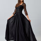 Vestido en Línea A con Manga Laga Color Black