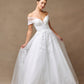 Vestido de Novia En Línea A Con Hombros Fuera Escote Corazón y Hombos de Fuera.