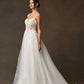 Vestido de Novia Línea A con Bordado de Lentejuelas y Perlas color Off White.