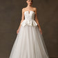 Vestido de Novia, Corte A, con Escote en V, sin Tirantes, Color Off White