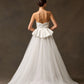 Vestido de Novia, Corte A, con Escote en V, sin Tirantes, Color Off White