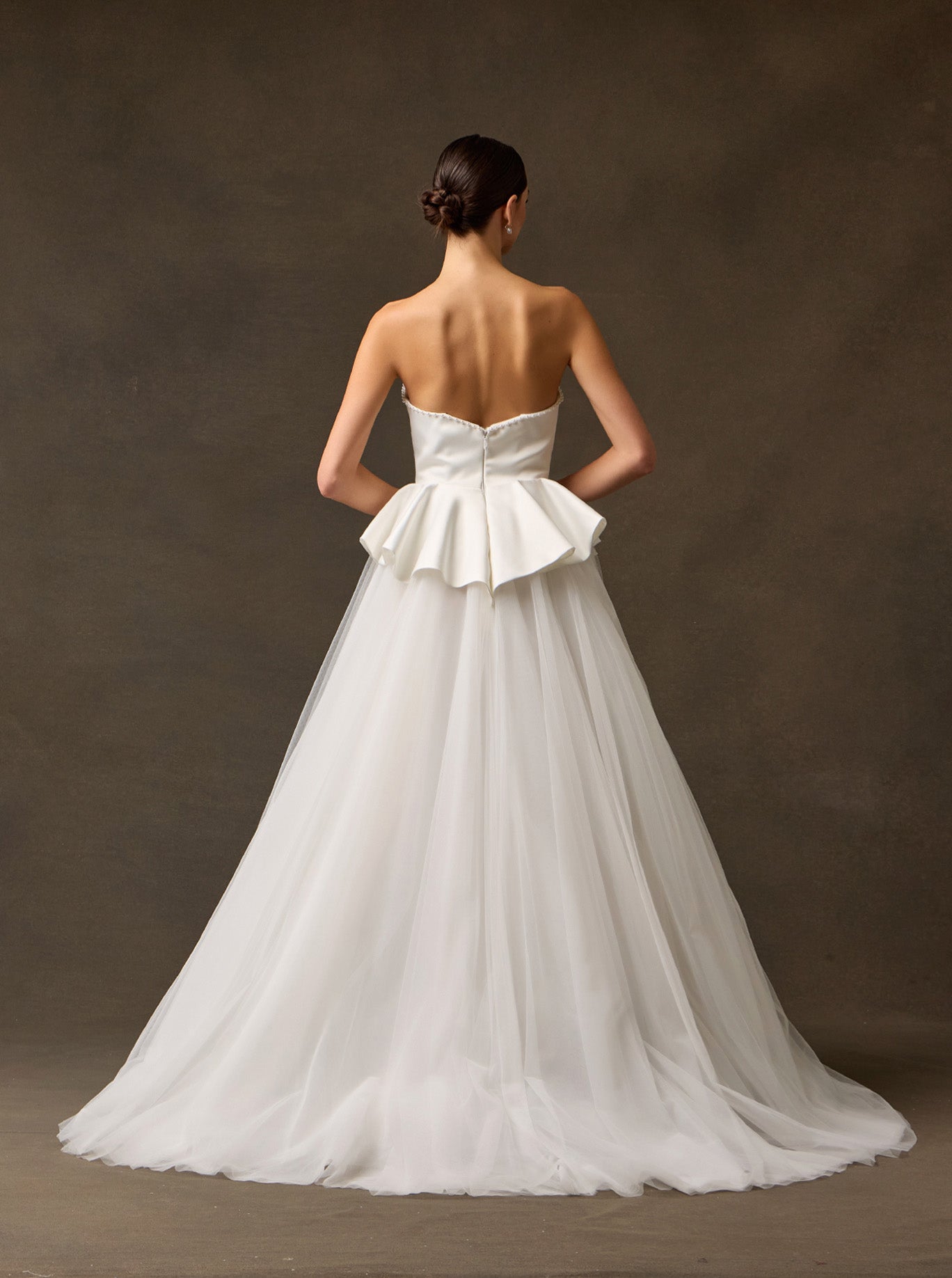 Vestido de Novia, Corte A, con Escote en V, sin Tirantes, Color Off White