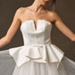 Vestido de Novia, Corte A, con Escote en V, sin Tirantes, Color Off White