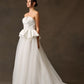 Vestido de Novia, Corte A, con Escote en V, sin Tirantes, Color Off White