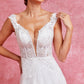 Vestido de Novia Sin Mangas con Cuello V.
