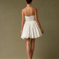 Vestido Coto en A, Con Escote Corazón Drapeado, Color Off White
