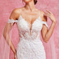 Vestido de Novia Recto de Encaje con Tirantes y Escote V