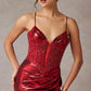 Vestido Con Cuello V, abertura y Cordones en la Espalda Color Red.