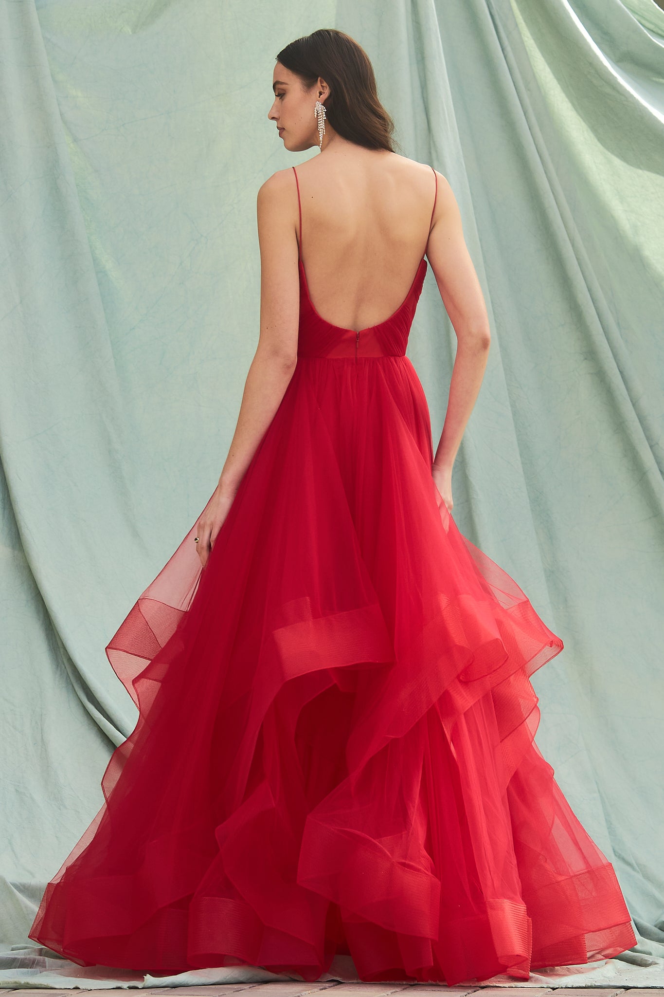 Vestido cruzado con tirantes y caída en V Colores Red y Royal