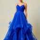 Vestido cruzado con tirantes y caída en V Colores Red y Royal