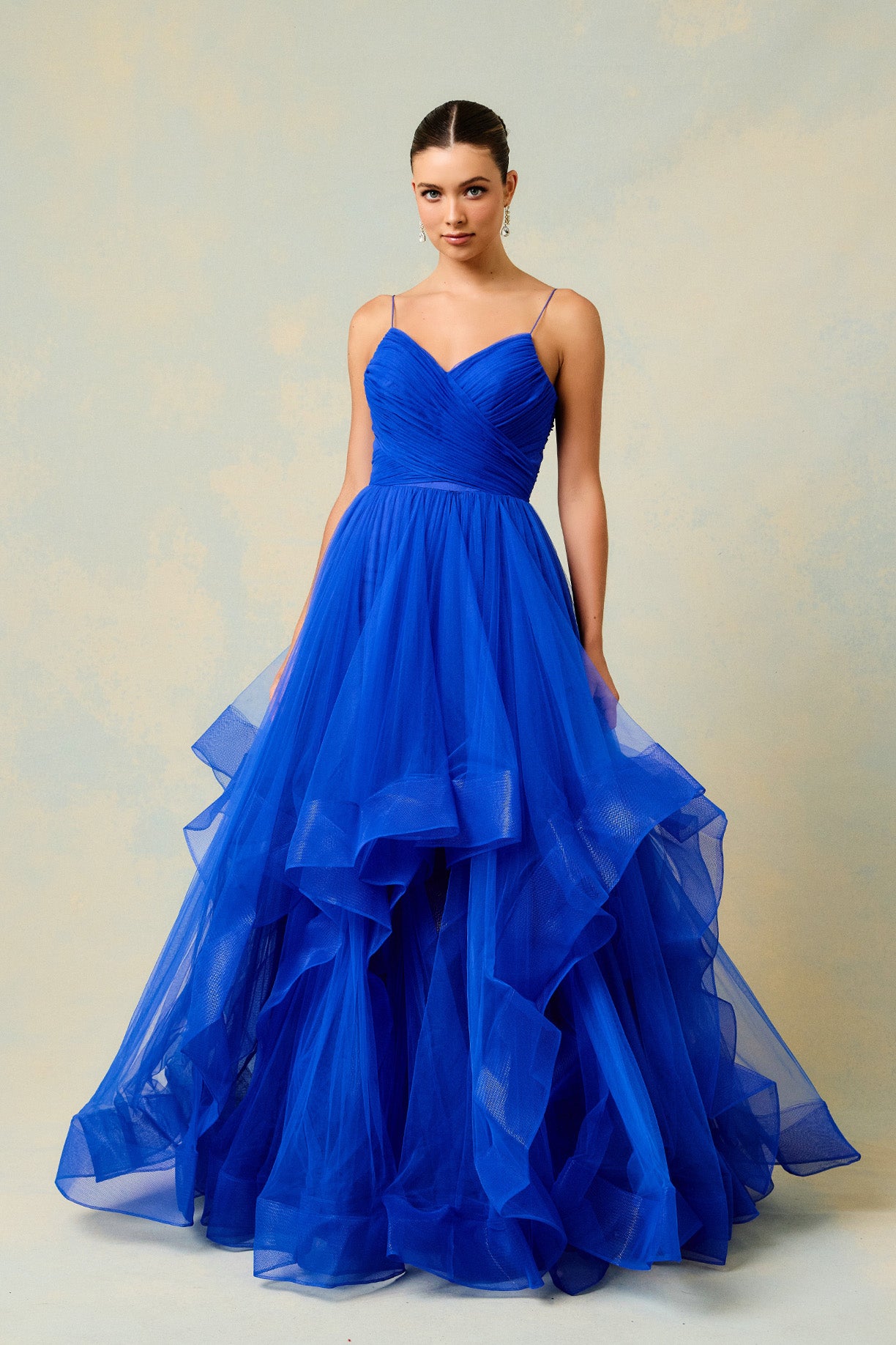 Vestido cruzado con tirantes y caída en V Colores Red y Royal