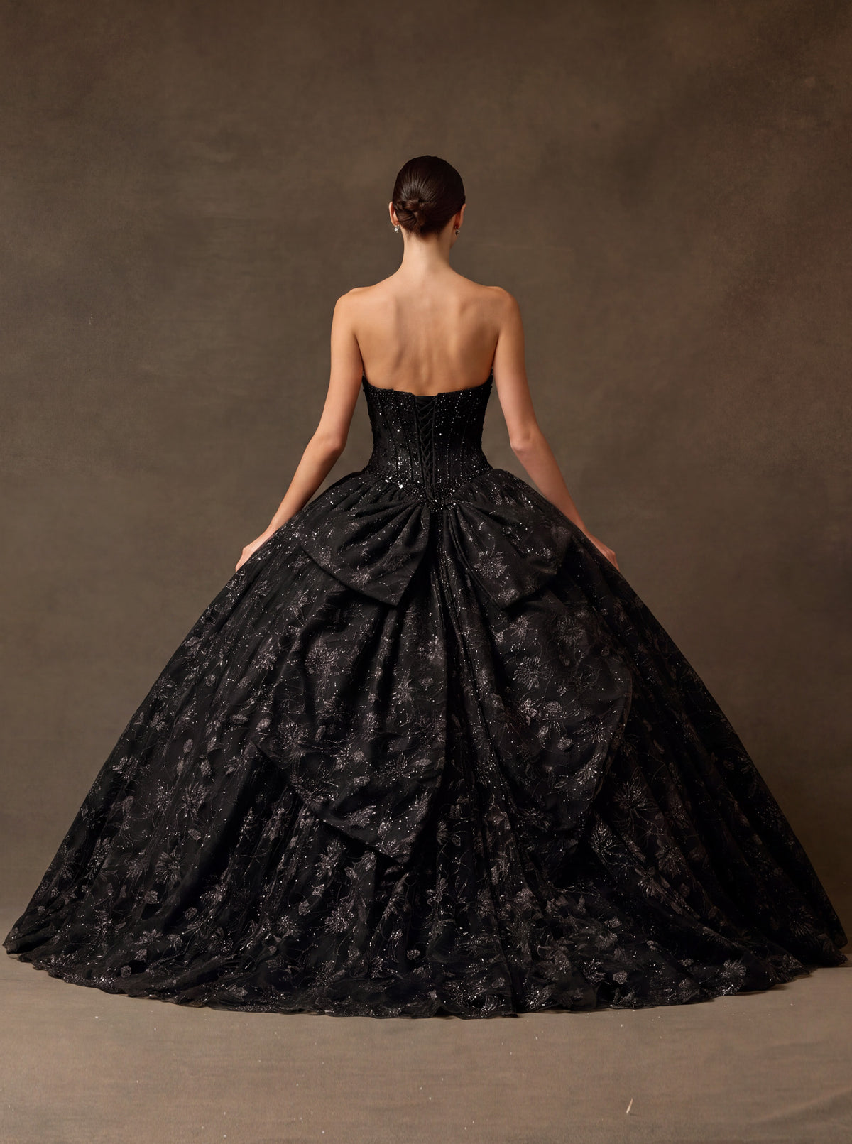 Vestido de Fiesta de Tul con Brillo Bordado con Lentejuelas y Cristales, Color Pink Y Black