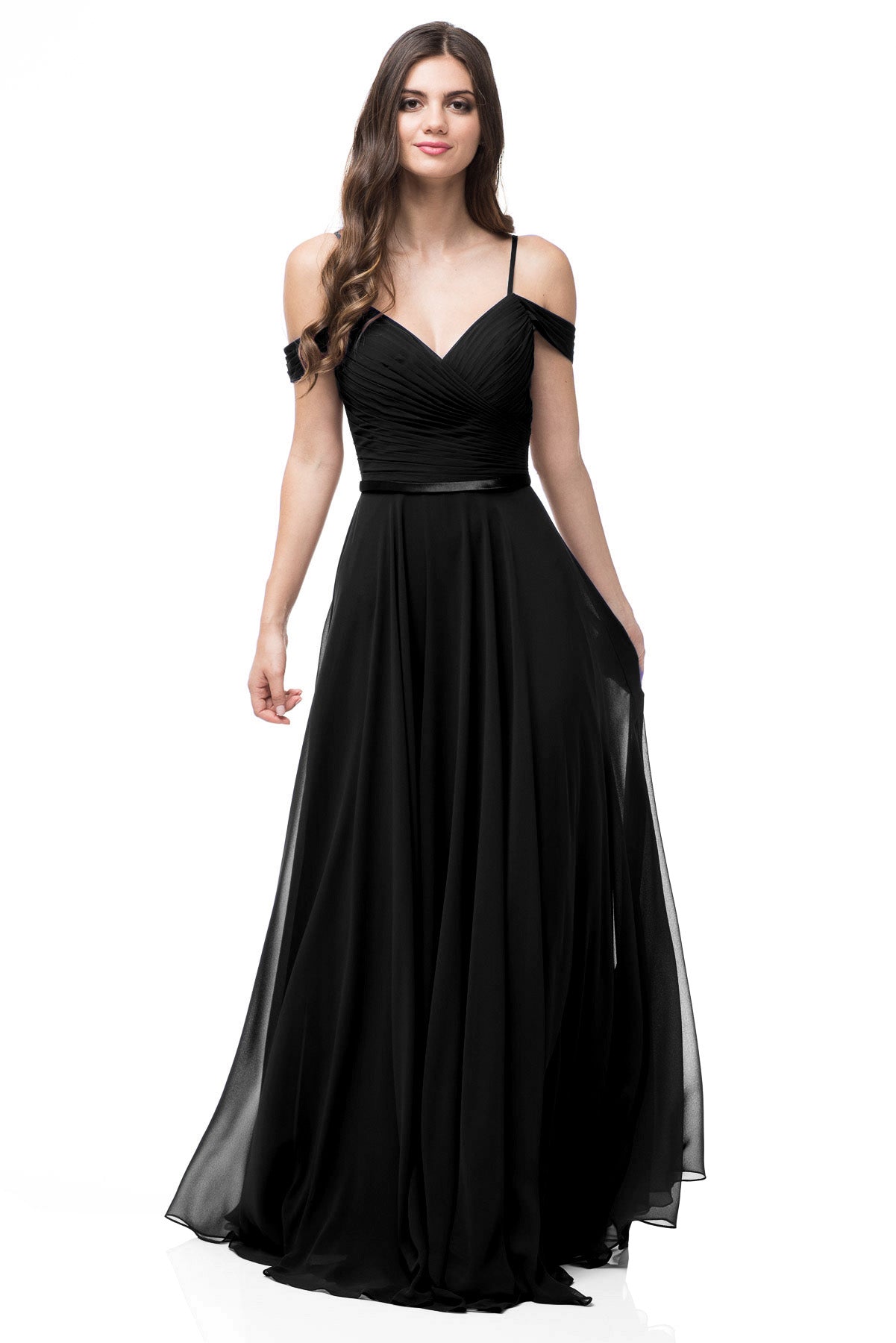 Vestido de Chiffon al Hombro con Tirantes (Varios Colores)