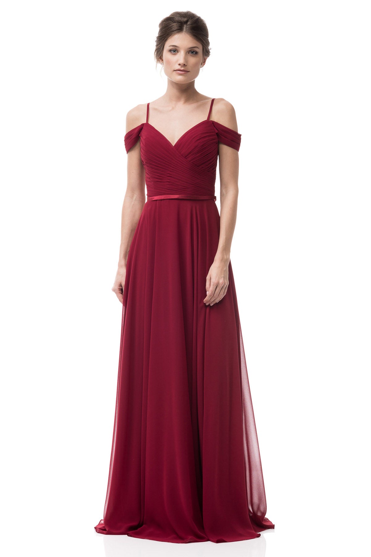 Vestido de Chiffon al Hombro con Tirantes (Varios Colores)