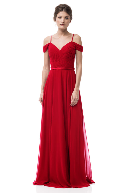 Vestido de Chiffon al Hombro con Tirantes (Varios Colores)
