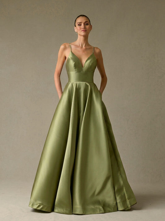 Vestido Corte en A con Tirantes y Escote en V, Varios Colores