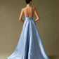 Vestido Corte en A con Tirantes y Escote en V, Color Magenta y Ice Blue