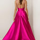Vestido Corte en A con Tirantes y Escote en V, Color Magenta