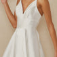 Vestido Corte en A con Tirantes y Escote en V, Color Off White