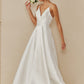 Vestido Corte en A con Tirantes y Escote en V, Color Off White