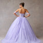 Vestido de Fiesta Hombros Fuera Escote Corazón y con Cordones en la Espalda Color Lilac