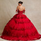 Vestido de XV Años con Hombros descubiertos y Cintas ajustables en la Espalda.. (Dos Colores)