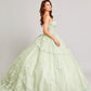 Vestido de Fiesta con Tirantes Escote de Corazón Aplicaciones en Encaje Color Sage