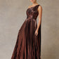 Vestido Metalizado de un Hombro Color Bronze